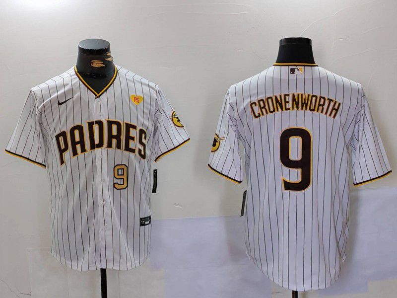 Men San Diego Padres #9 Cronenworth White Stripe Game 2024 Nike MLB Jersey style 5->san diego padres->MLB Jersey